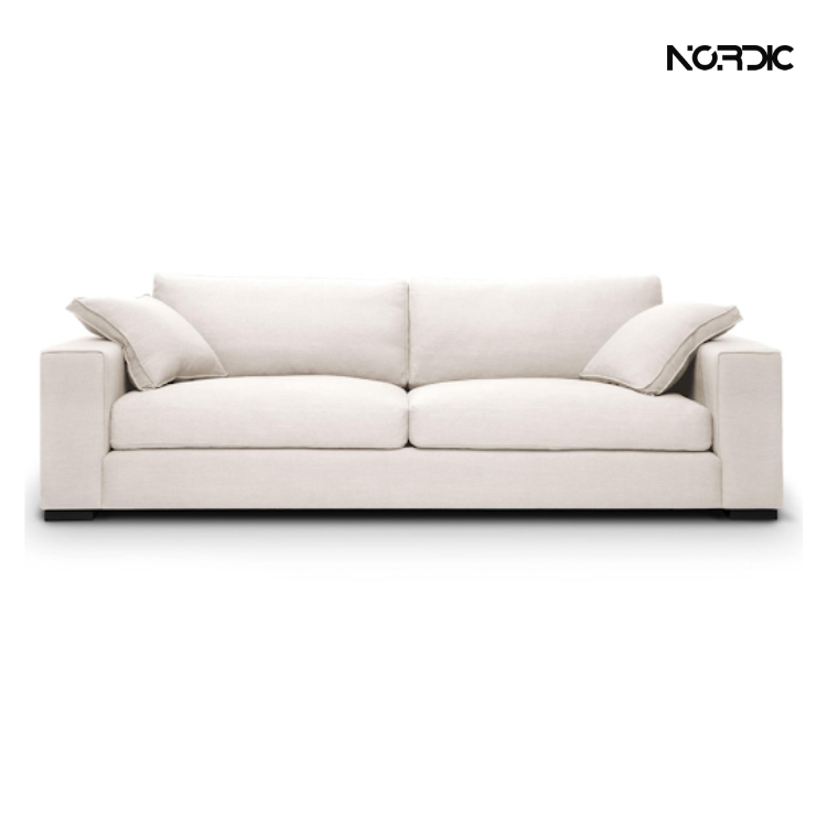 Sofa nỉ gam trắng sữa tối giản