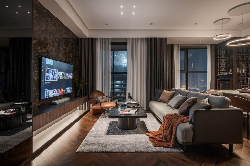 Lối đi quanh sofa nên rộng tối thiểu 60cm để đảm bảo thoải mái và di chuyển dễ dàng.
