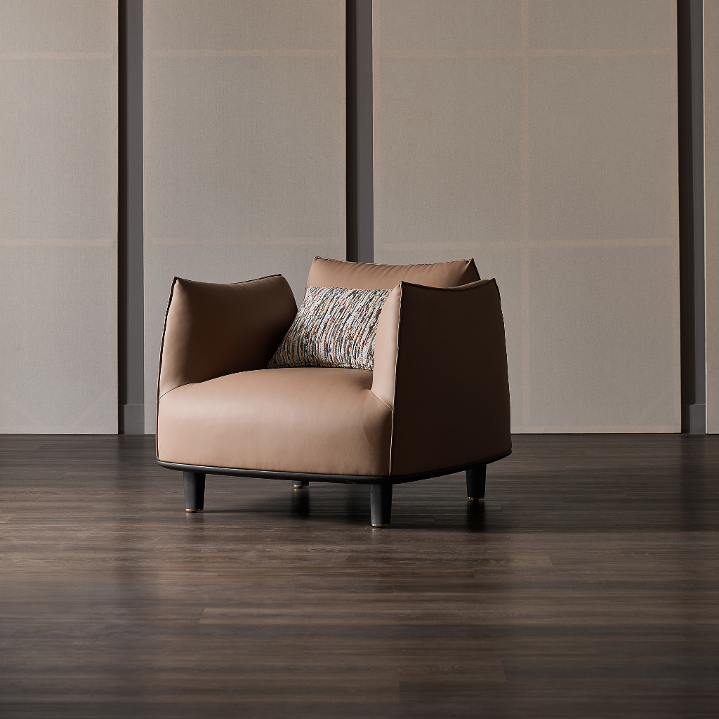 Artful Single Sofa - Sofa da đơn không chân, phong cách Châu Âu, chất liệu nhập khẩu