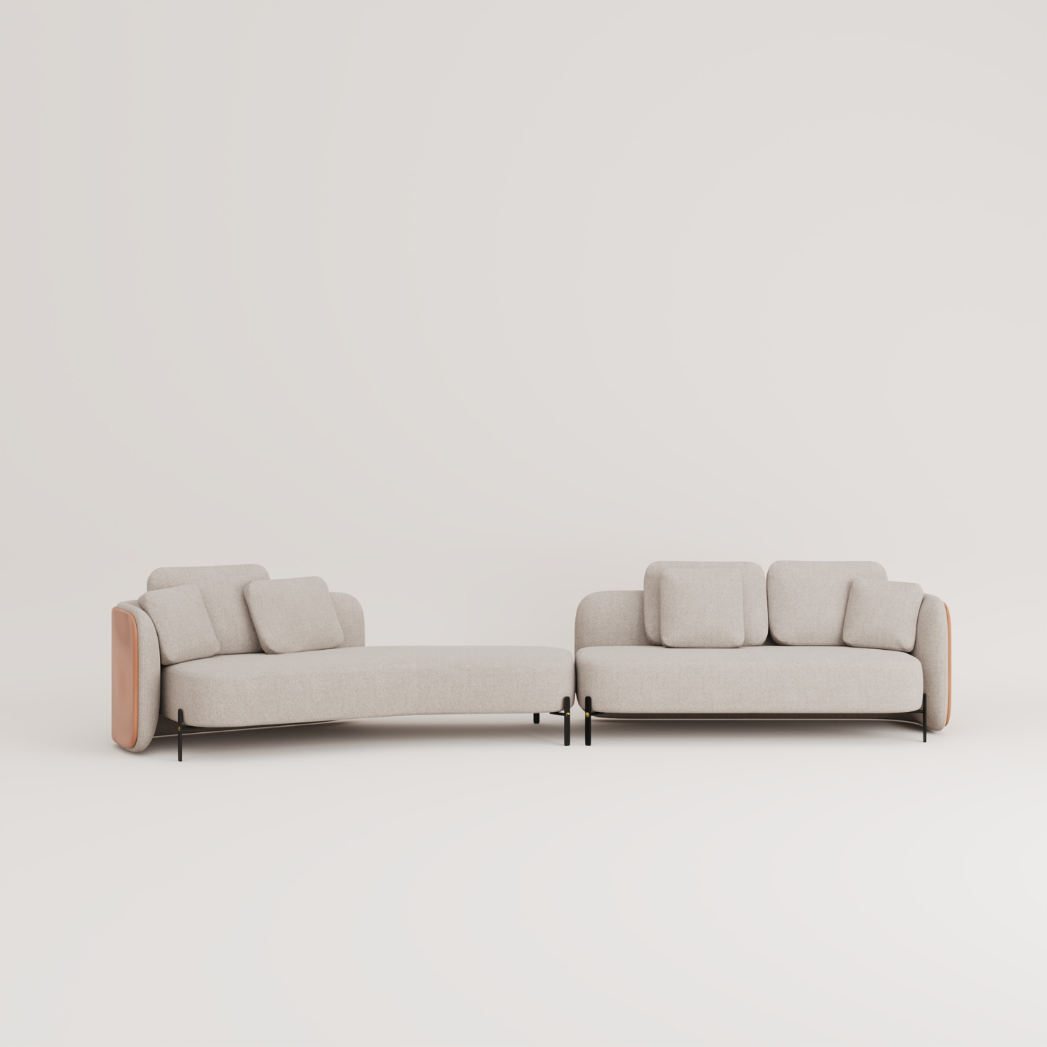 Sofa vải be chữ I Flot Lounge 4S 36