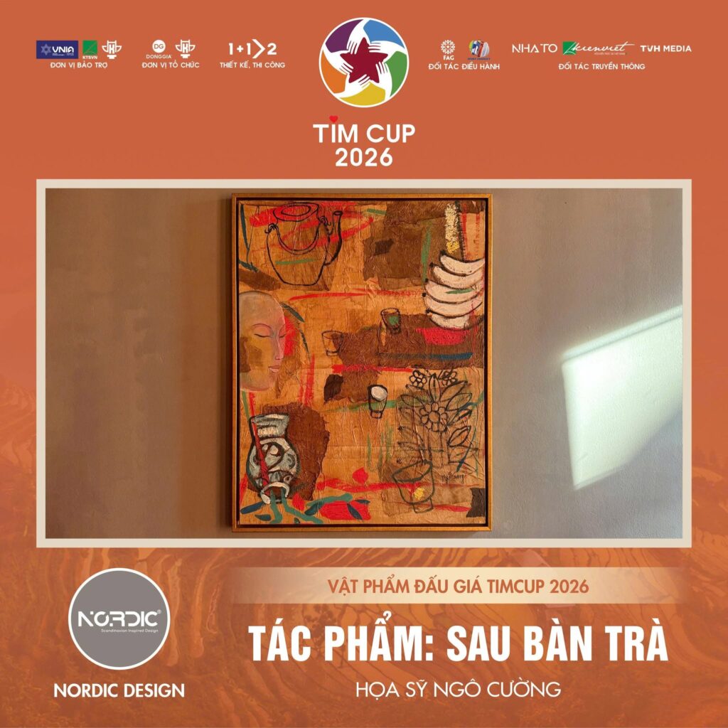 Tác phẩm "Sau bàn trà" do hoạ sĩ Ngô Cường & NORDIC dành tặng Quỹ TIMCUP